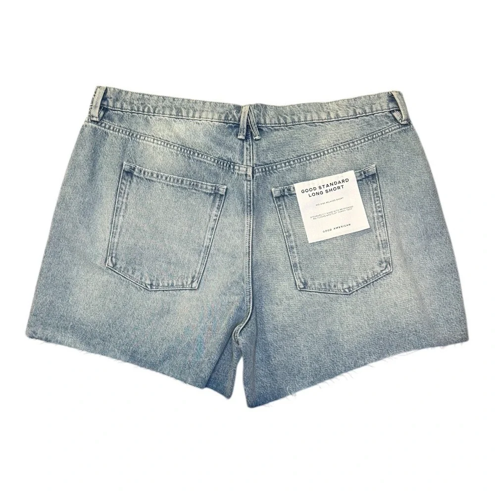 GOOD AMERICAN Good Standard Long Short‎ Mid Rise Relaxed Fit Denim Size 16 Plus